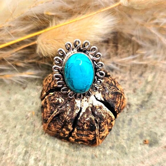 Beautiful Howlite Oval Stone 925 Stamp Silver Ring ( Size 6) - Picture 5 of 9